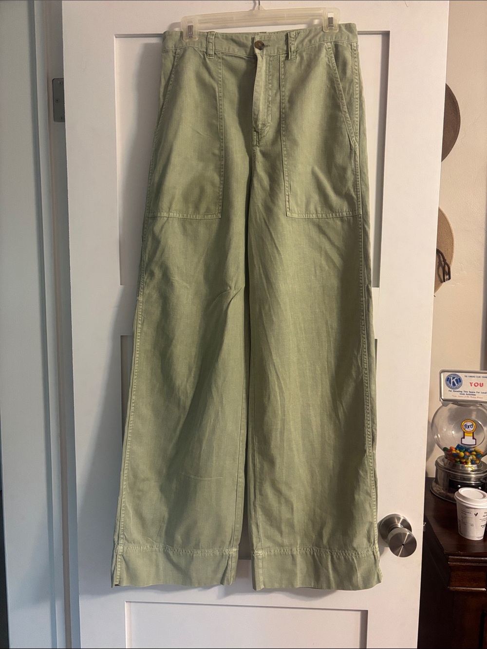 Vanessa Bruno Light Olive Wide-Leg Cotton Pants